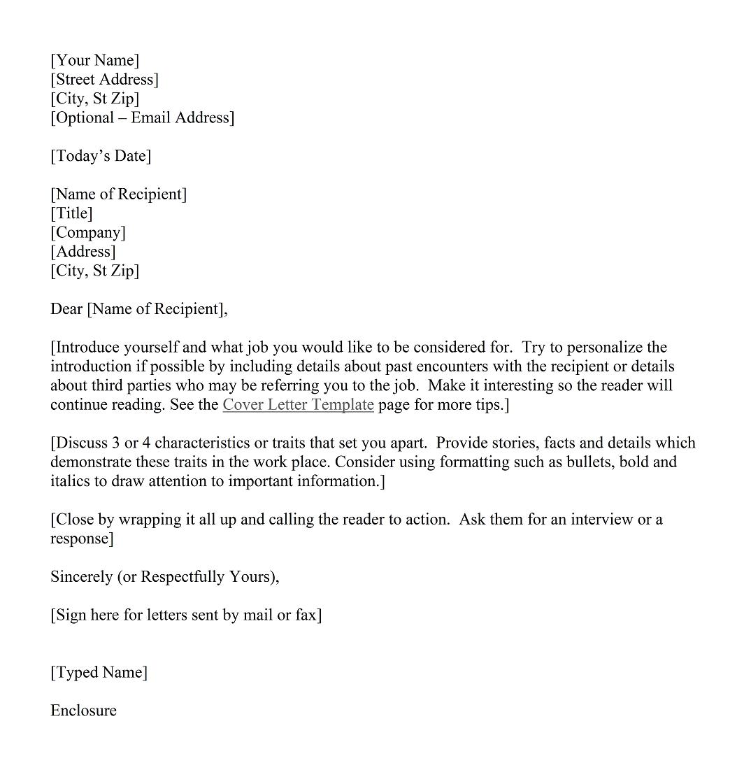 Email cover letter for work experience