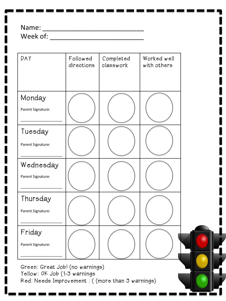Traffic Light Behavior Chart Printable - 2023 Calendar Printable