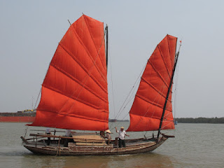 Sailing fishing boat, Quang Yen, Vietnam. Photo Ken Preston.