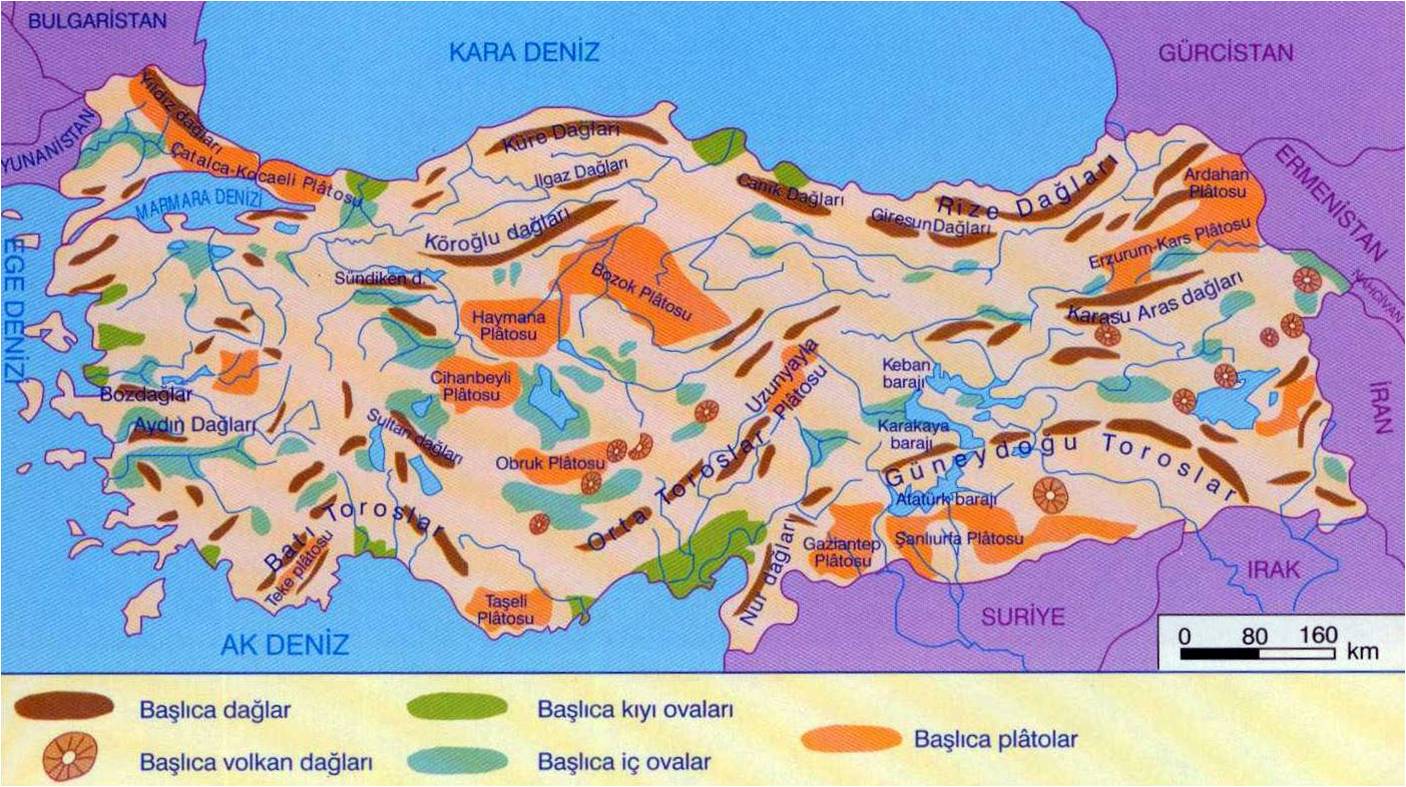 Map of Turkey 39 s mountains Turkey - Dag