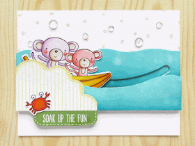Handmade card from Torico featuring Soak up the Fun stamp set and Die-namics, Pinstripe Background and Circle Scribbles Background stamps, Stitched Cloud Edges and Surf & Turf Die-namics #mftstamps