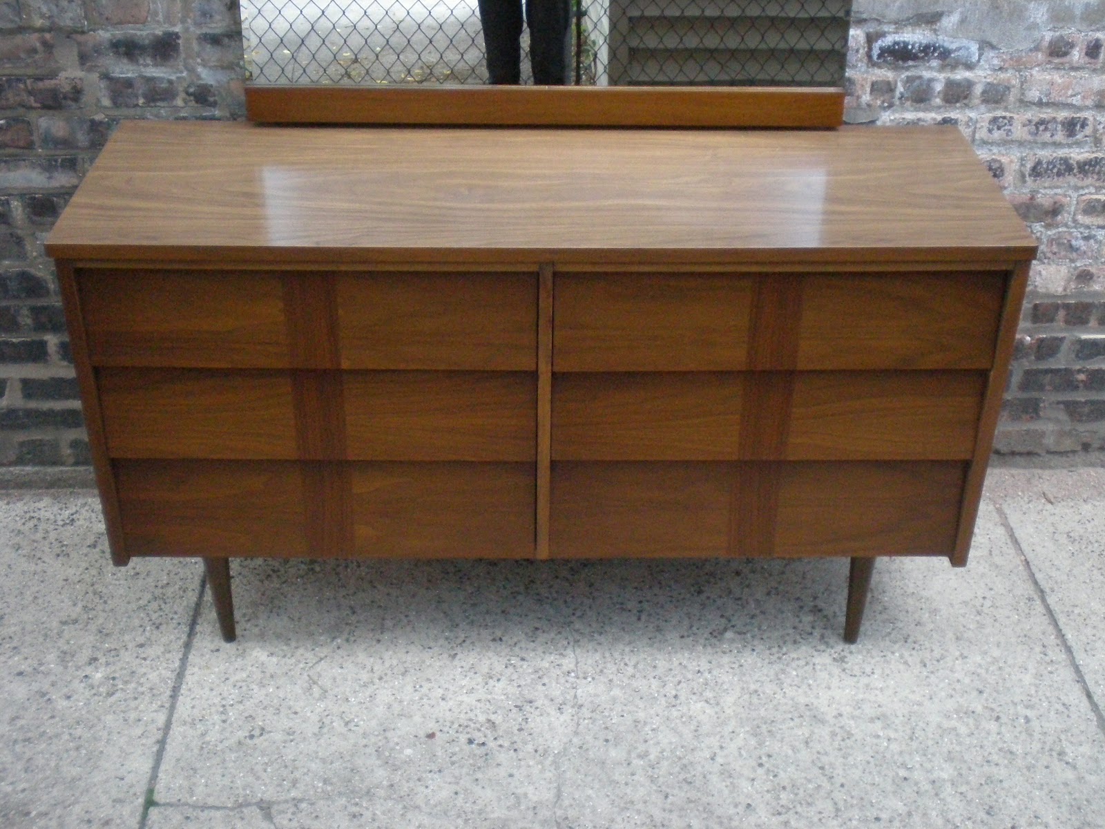Mid Century Chicago Ward Furniture Co. Lowboy Dresser with Mirror