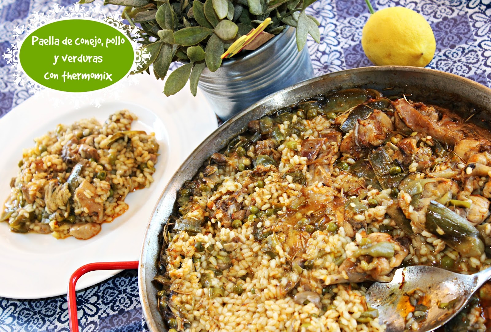PAELLA DE POLLO, CONEJO Y VERDURAS CON THERMOMIX Y AL HORNO