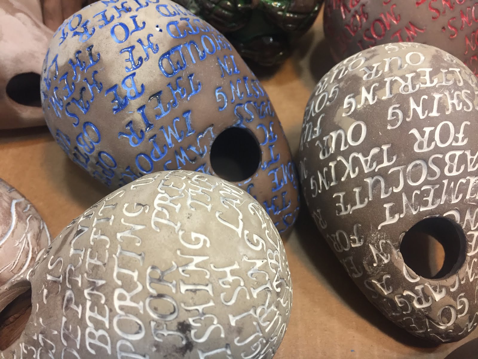 Rachel Dorn Ceramic Sculpture Under Glazing Text Bulbs