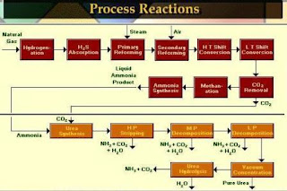 Block diagram of ammonia and urea processed from natural gas