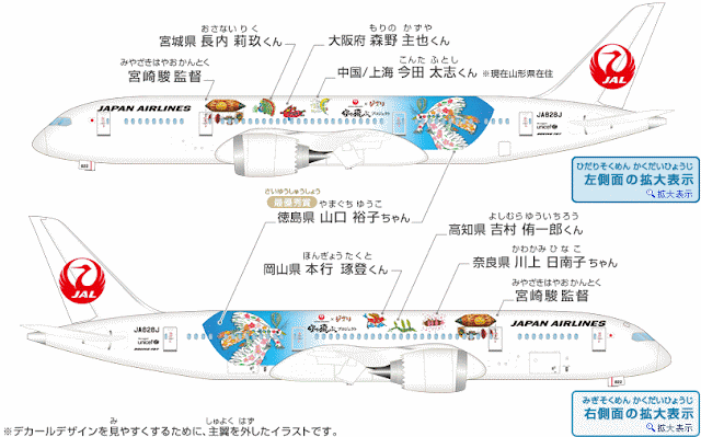Special JAL x Ghibli 787 livery for the SORA wo TOBU project
