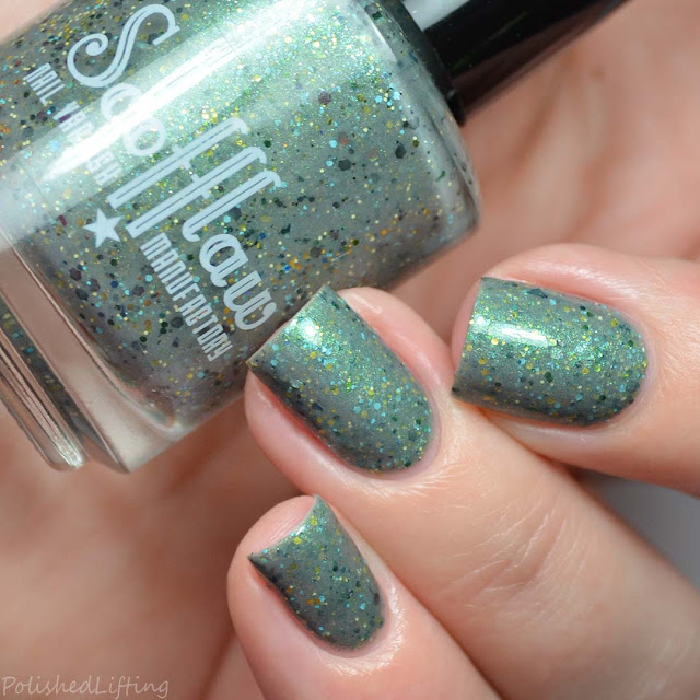 gray nail polish with glitter