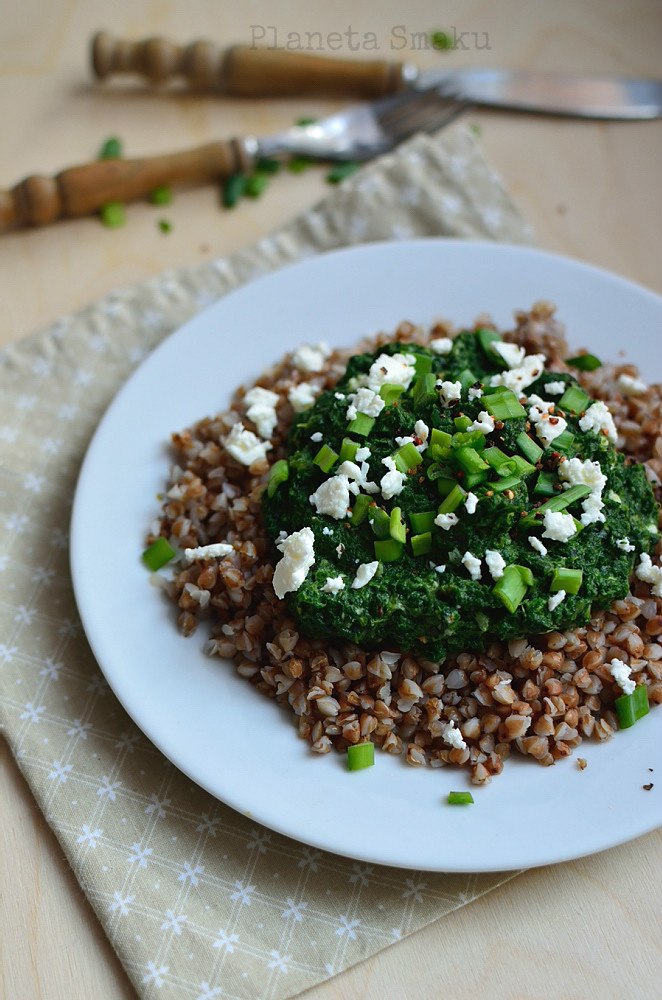zdrowy lunchbox, kremowy szpinak, zdrowy obiad, kasza gryczana