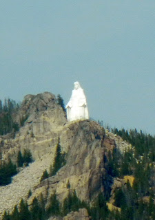 View of Our Lady of the Rockies statue in Butte, Montana from Interstate 90