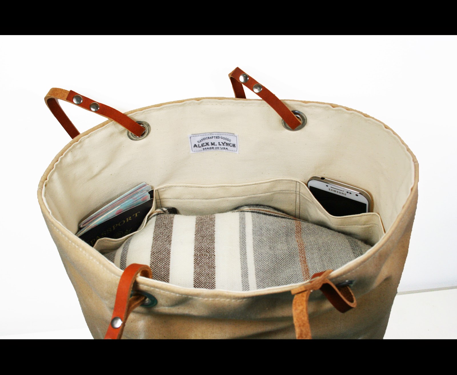 ALEX M LYNCH Waxed Canvas tote bag made in USA by Alex M Lynch