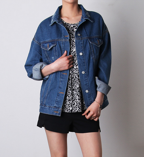 [Blackfit] Boyfriend Denim Jacket | KSTYLICK - Latest Korean Fashion ...