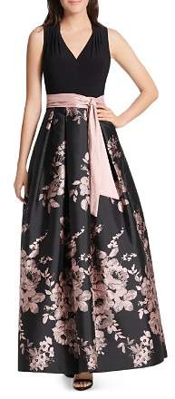 Eliza J Floral Belted Ball Gown