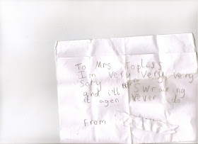 Sorry Note from a child