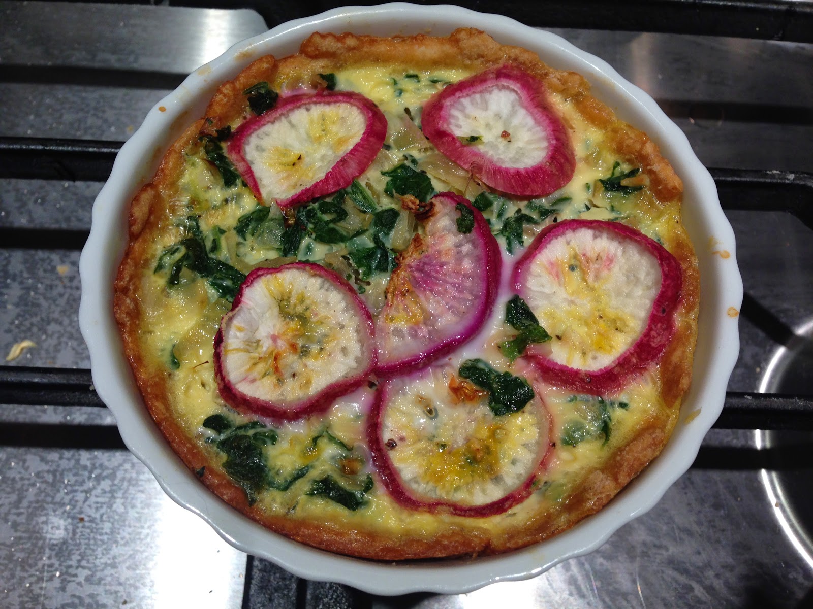 Lemon and Cheese Radish Leaf and Root Tart