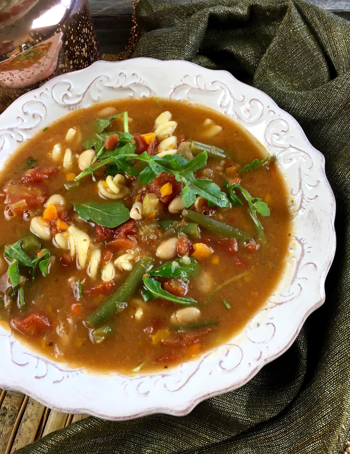 Hearty Minestrone Soup with Fresh Arugula - Healthy Eats Lifestyle