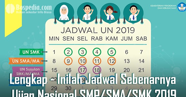 Lengkap Inilah Jadwal Sebenarnya Ujian Nasional Smp Sma Smk 2019 Bospedia
