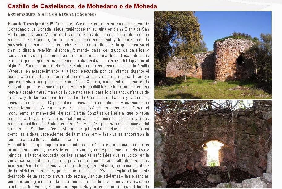 Lista Roja del Patrimonio: Castillo de Castellanos, de Mohedano o de Moheda (Cáceres)