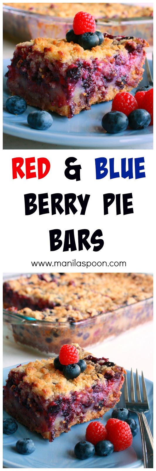 Full of fruity deliciousness are these Red and Blue Berry Pie Bars that are perfect for any special gathering or summer party! Tried and tested crowd-pleaser!