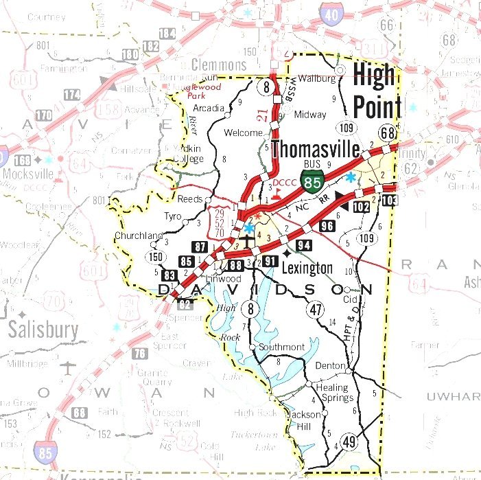 Davidson County, North Carolina North Carolina Map Of Counties And Cities