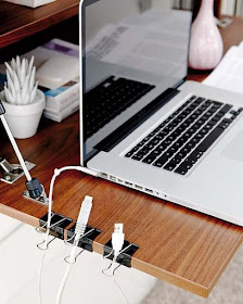 Binder clips are an inexpensive way to organize cords :: OrganizingMadeFun.com