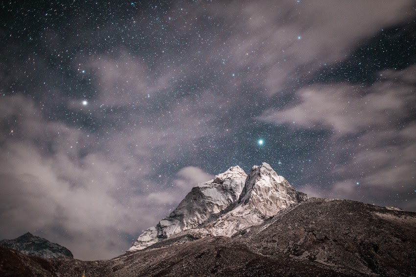 Stars On Sky And Mountain Stars On Sky And Mountain
