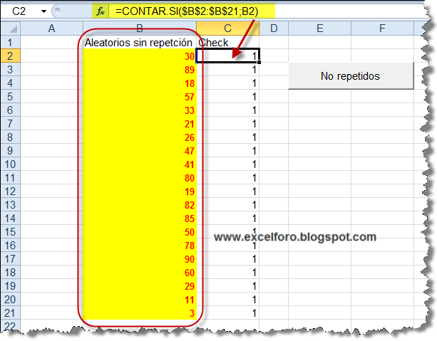 FORO: Un de Excel: sin repetición con macros en Excel.