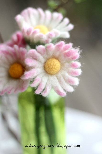 Ein Schweizer Garten Ganseblumchen Filzen Daisy Felted