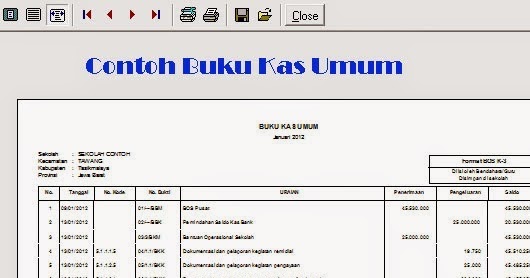 Contoh Format Buku Kas Umum (BKU) PAUD,TK,KB,RA,TPA