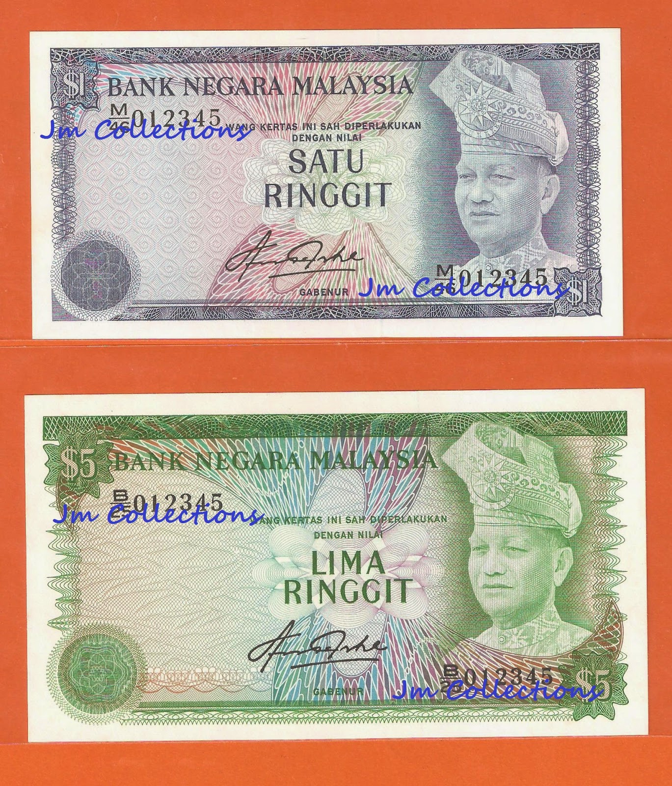 JM COLLECTIONS & JM NUMISMATIC 1 & 5 012345 ASCENDING LADDER SERIAL NUMBER