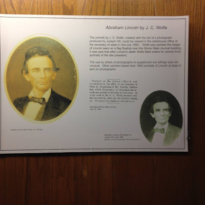 photo and painting of Abraham Lincoln at the Old State Capitol Building in Springfield Illinois