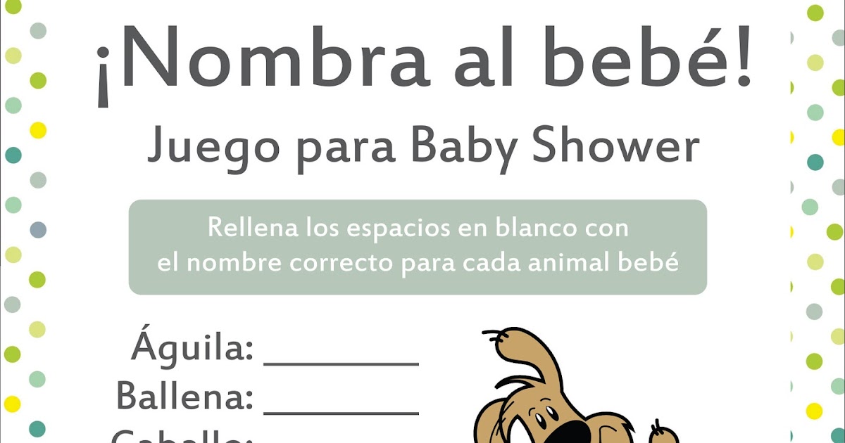 Nombra al animal bebé │ Juegos para Baby para Imprimir | Juegos de Shower