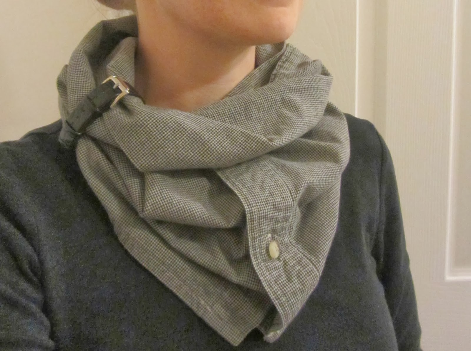 Refashion Co-op: 10 minute project: men's shirt into infinity scarf