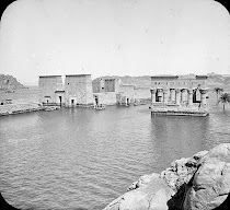 Pre-sixties Image of the Temple of Philae at flood stage, prior to move to Aglikia