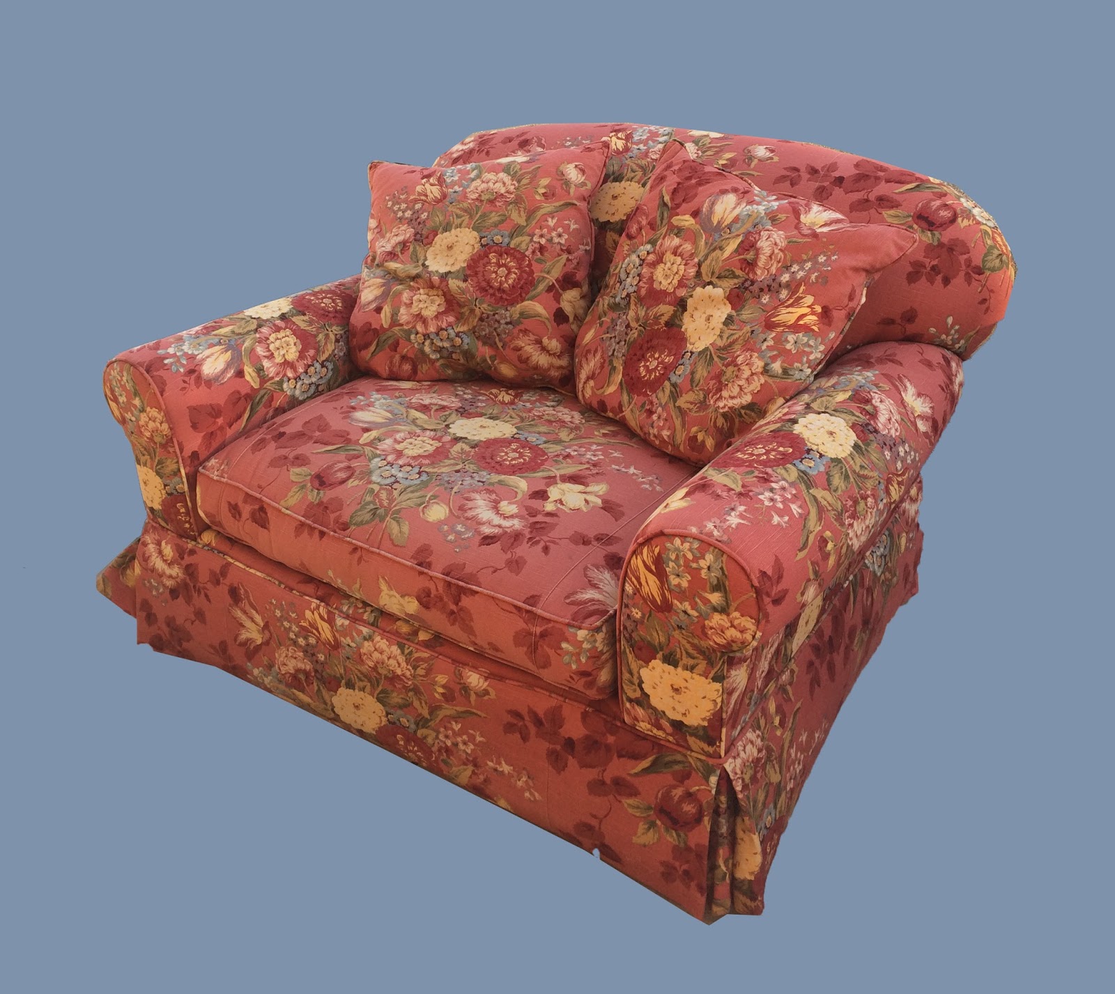 Uhuru Furniture & Collectibles Red Floral Chair & A Half 125 SOLD