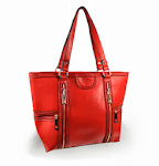 Leather-like large red handbag