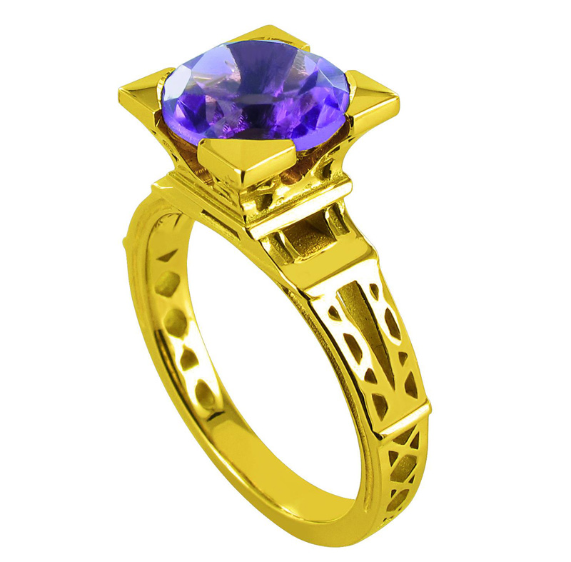 Tournaire French Kiss ring, Amethyst in yellow gold:
