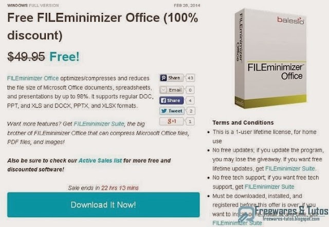 Offre promotionnelle : FILEminimizer Office gratuit !