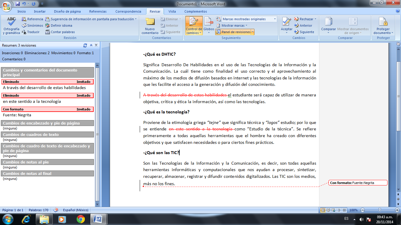Utilizar el control de cambios en Word TICS Una manera fácil y cómoda de entender Utilizar el control de cambios en Word TICS Una manera fácil y cómoda de entender