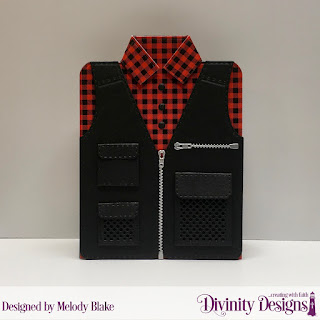 Divinity Designs Custom Dies: Couture Collection, Fishing & Hunting Vest, Paper Collection: Menswear Material