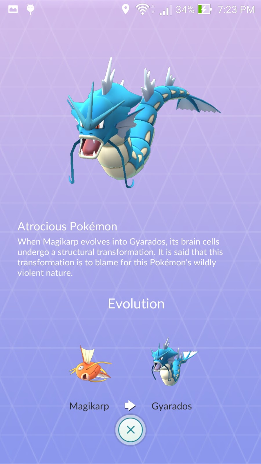 Androider Finally caught 101 Magikarp evolve to a Gyarados