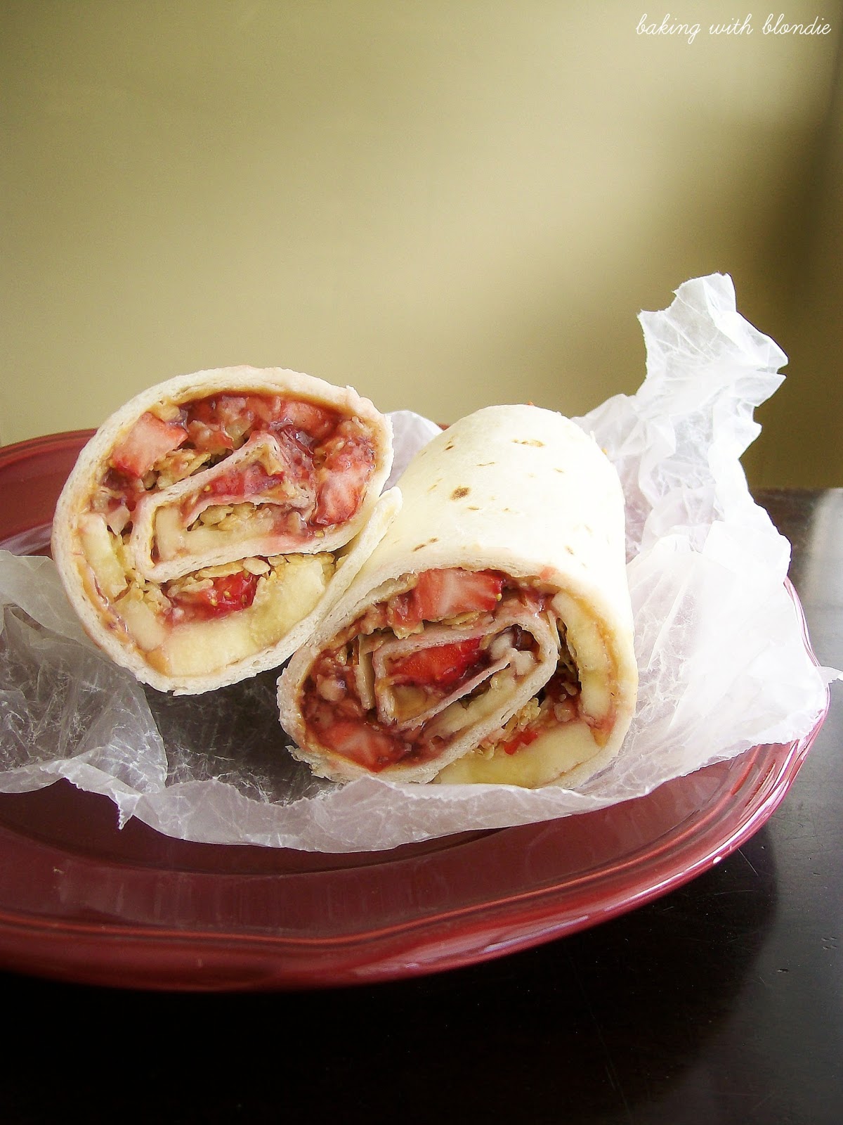 Peanut Butter Granola Wrap with Strawberry and Banana