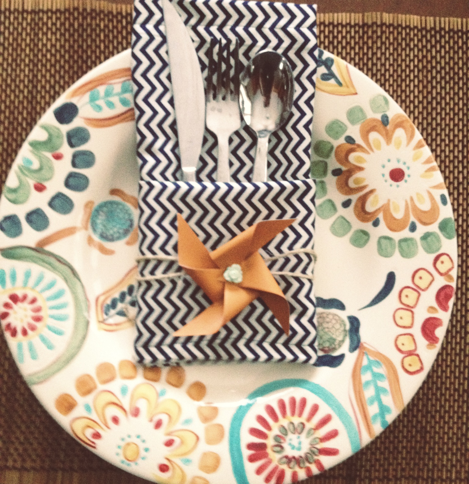 Ashley Thunder Events Fun Pinwheel Chevron Napkin Place Setting