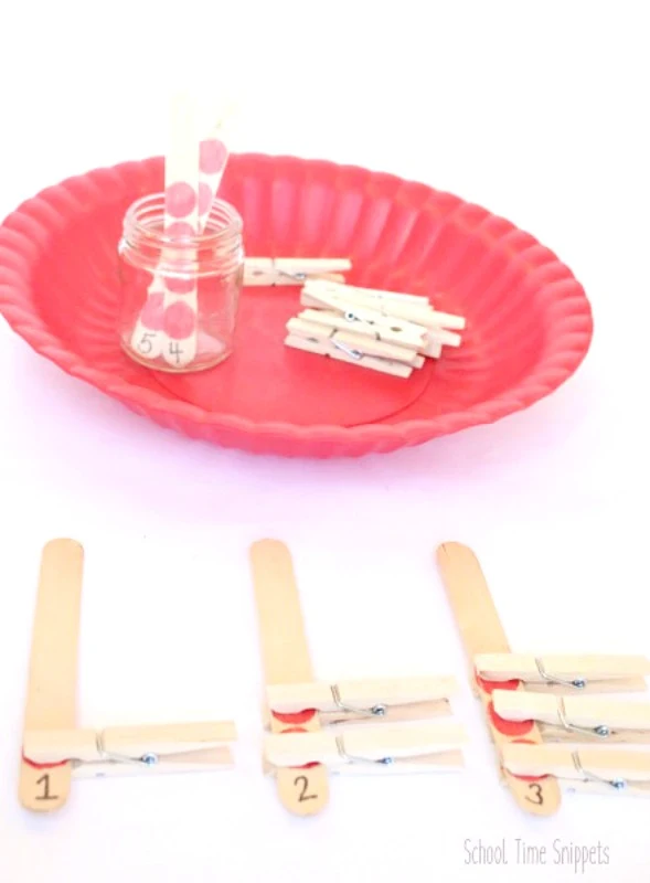 Clothespin Counting Fine Motor Math Activity from School Time Snippets