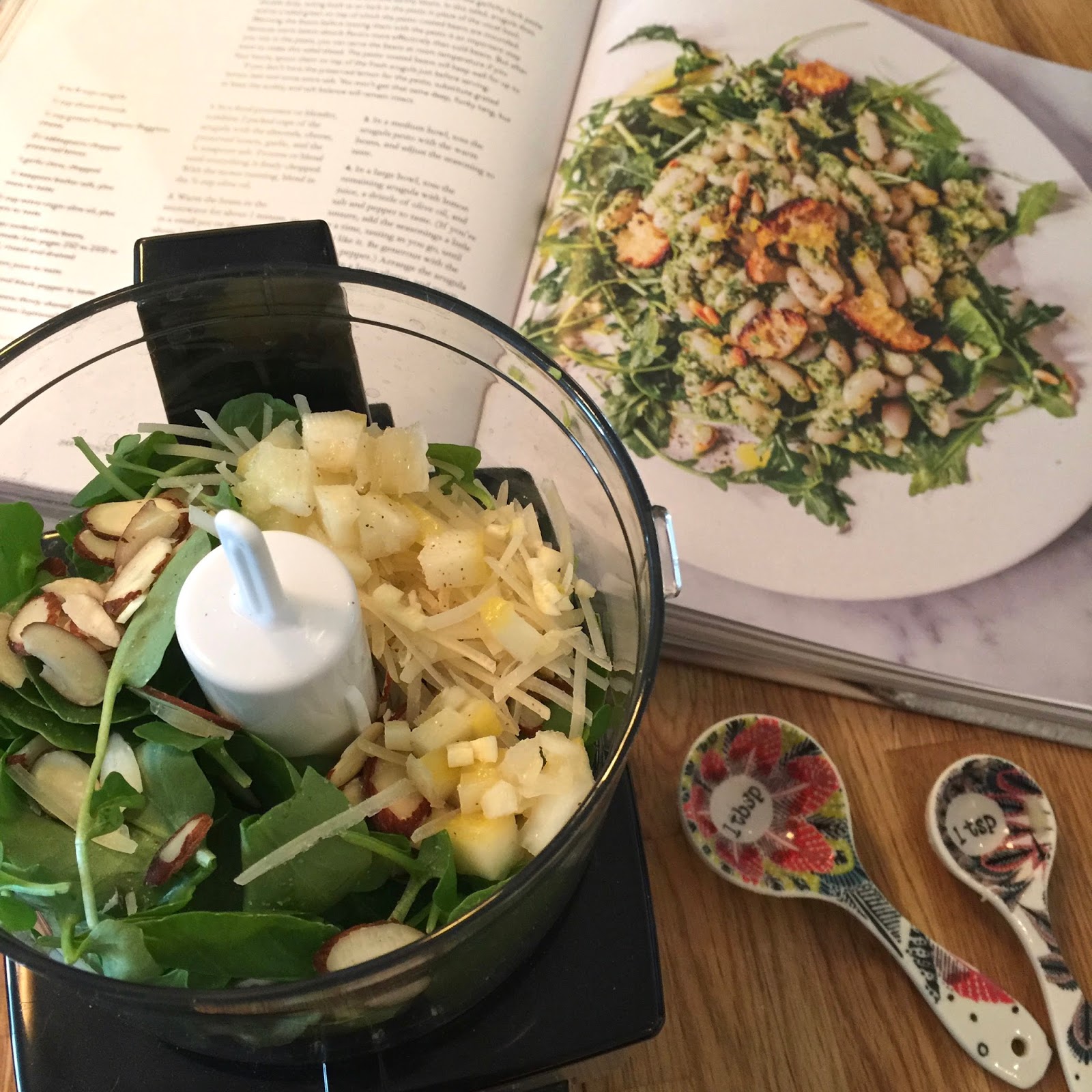 fort & field WARM WHITE BEAN SALAD WITH ARUGULA PESTO AND PRESERVED LEMON