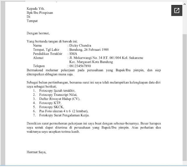 Download Contoh Surat Lambaran Kerja Umum Format Doc Ms Word