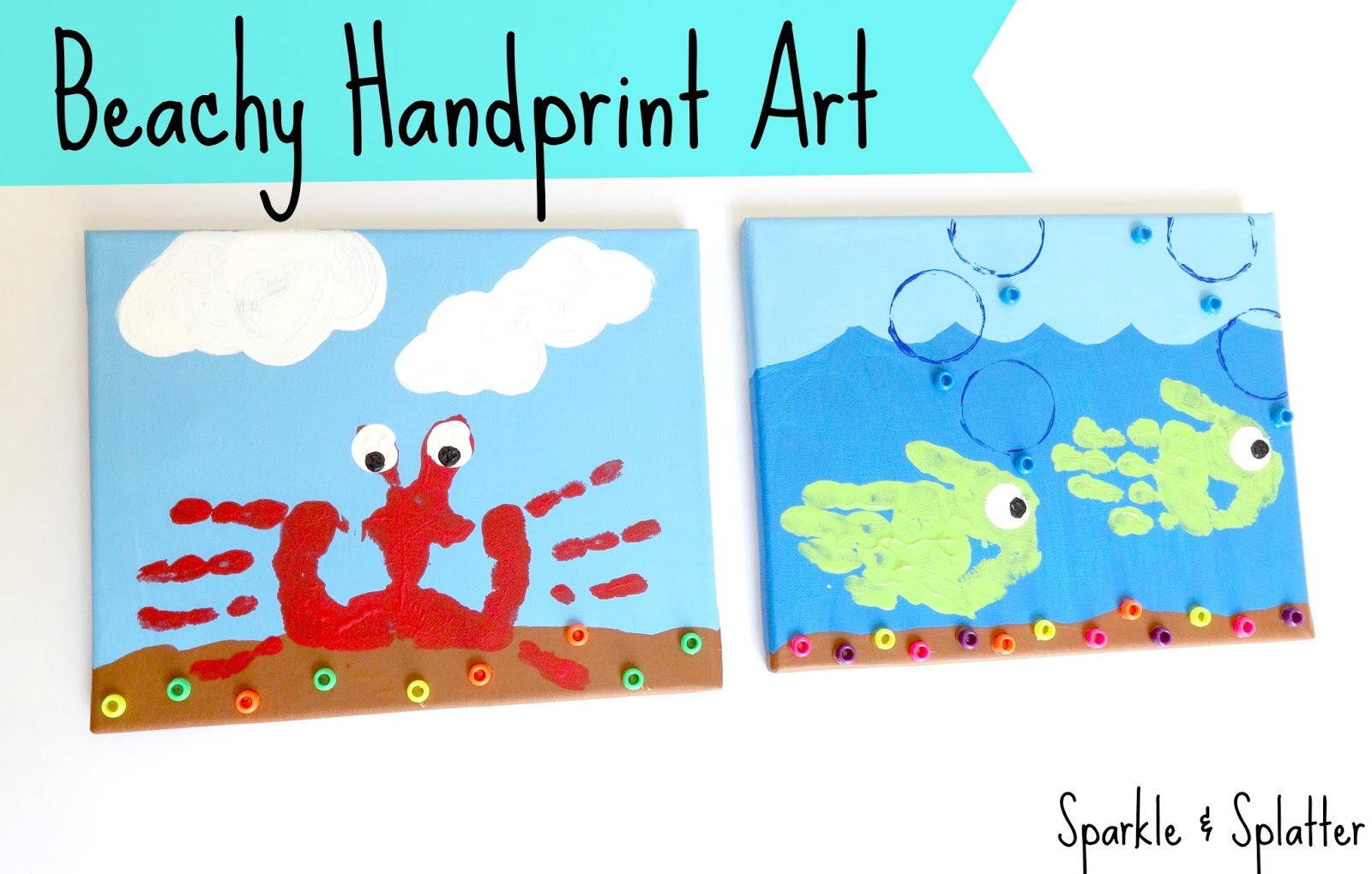 Sparkle and Splatter Beachy Handprint Art