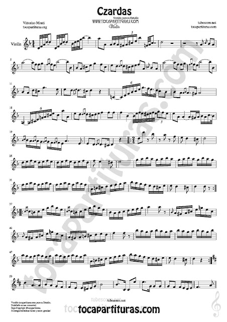  Violín Partitura de Czardas Sheet Music for Violin Music Scores