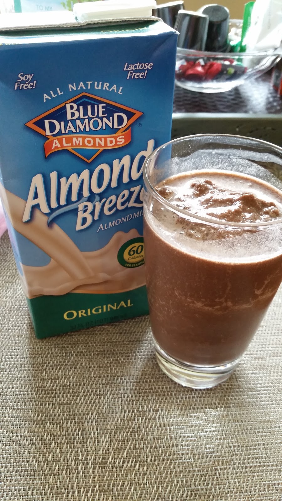 Cocoa AlmondBanana Shake featuing Almond Breeze Almondmilk Original