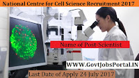 National Centre for Cell Science Recruitment 2017– 59 Scientist, Technician