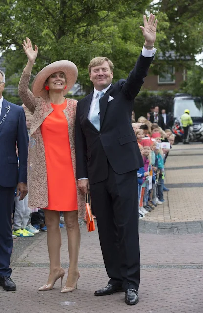 Queen Maxima visit the north west region of Friesland (Noardwest Fryslan). Queen Maxima Natan Dress, New Season, new Collection summer dress